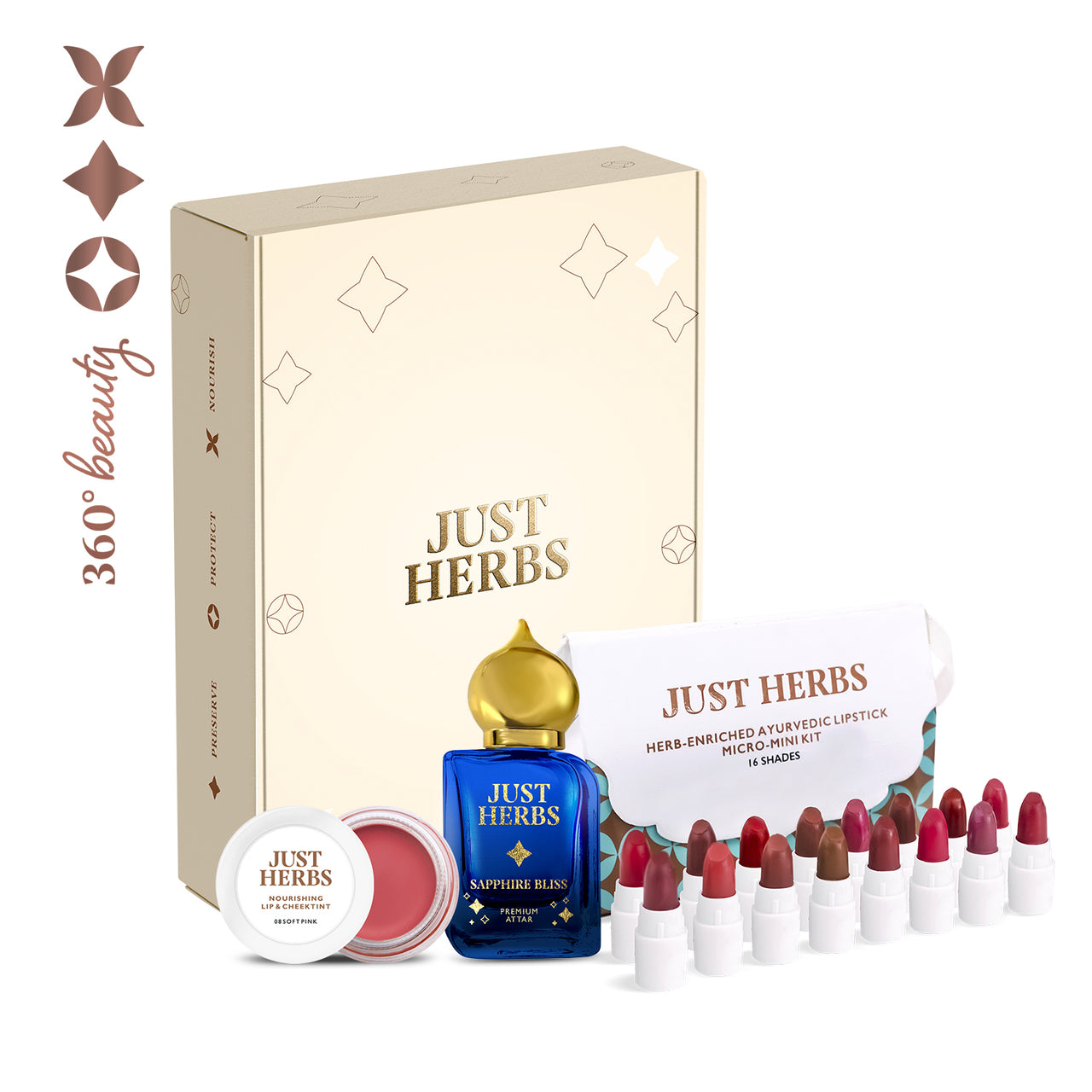 Eid Gift Set (Micro Mini Lipstick Kit, Premium Attar: Sapphire Bliss, Lip & Cheek Tint: 08)