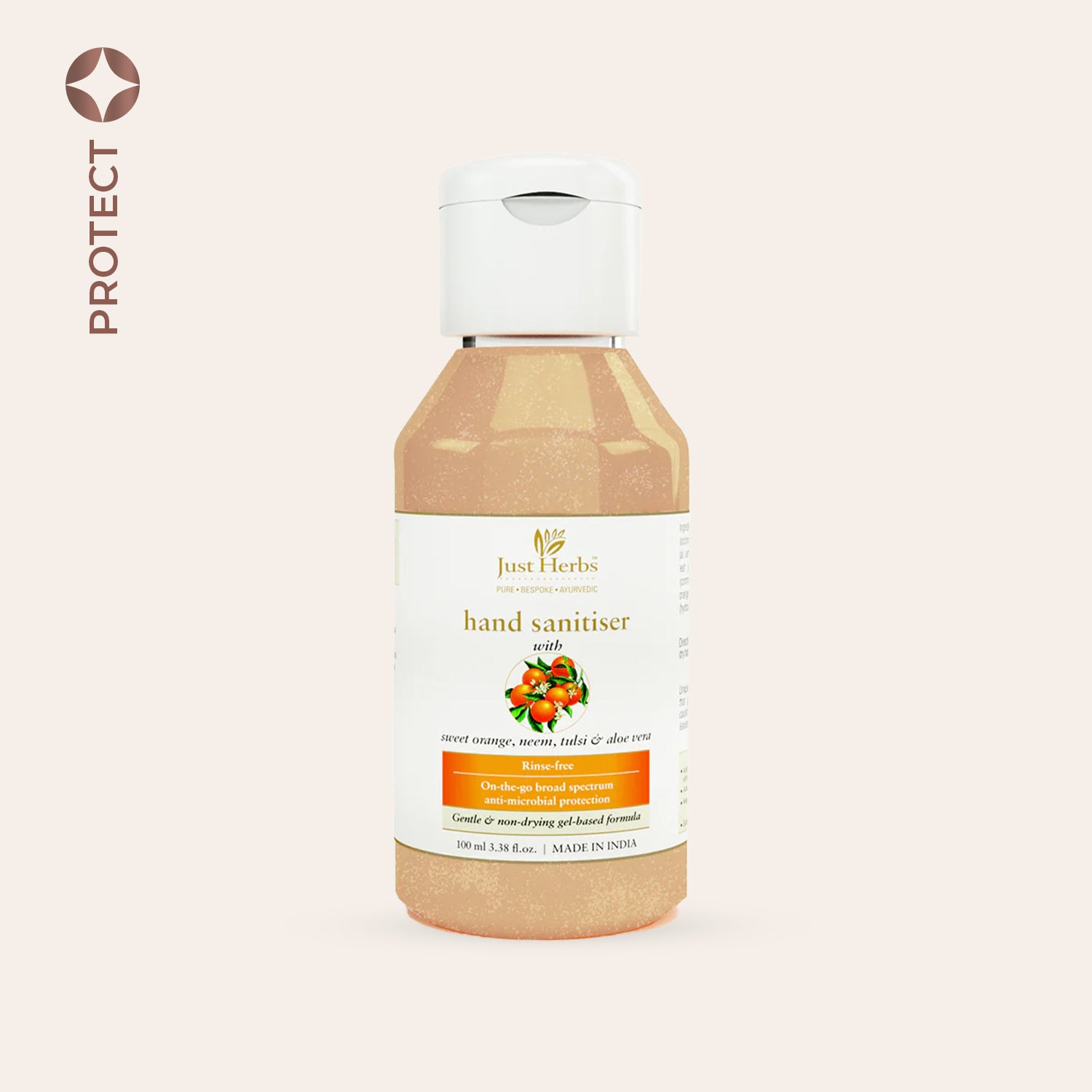 

Just Herbs Hand Sanitiser - Sweet Orange, Neem, Tulsi & Aloe Vera