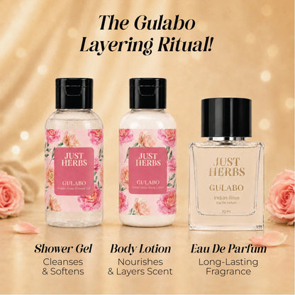 Gulabo Luxury Indian Rose Bath & Body Gift Set for Women