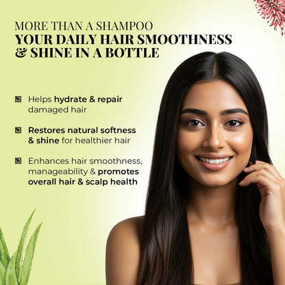 Smooth & Shine Shampoo for Dry and Frizzy Hair| Aloe Vera, Almond, Rice Protein & 12 Herbs