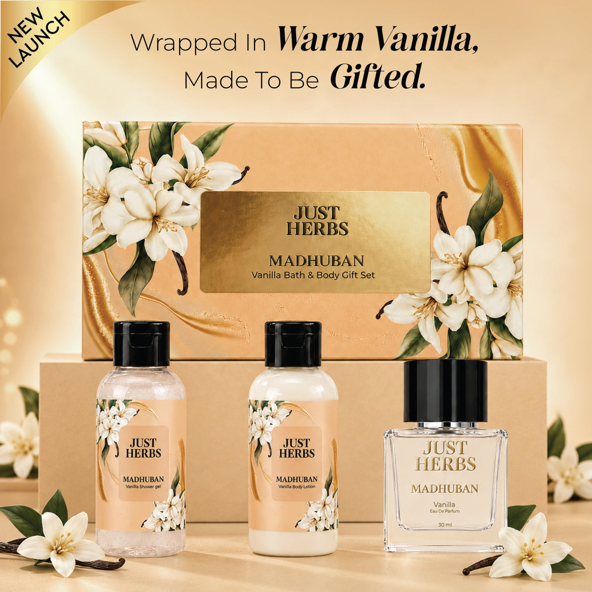 Madhuban Luxury Vanilla Bath & Body Gift Set for Women