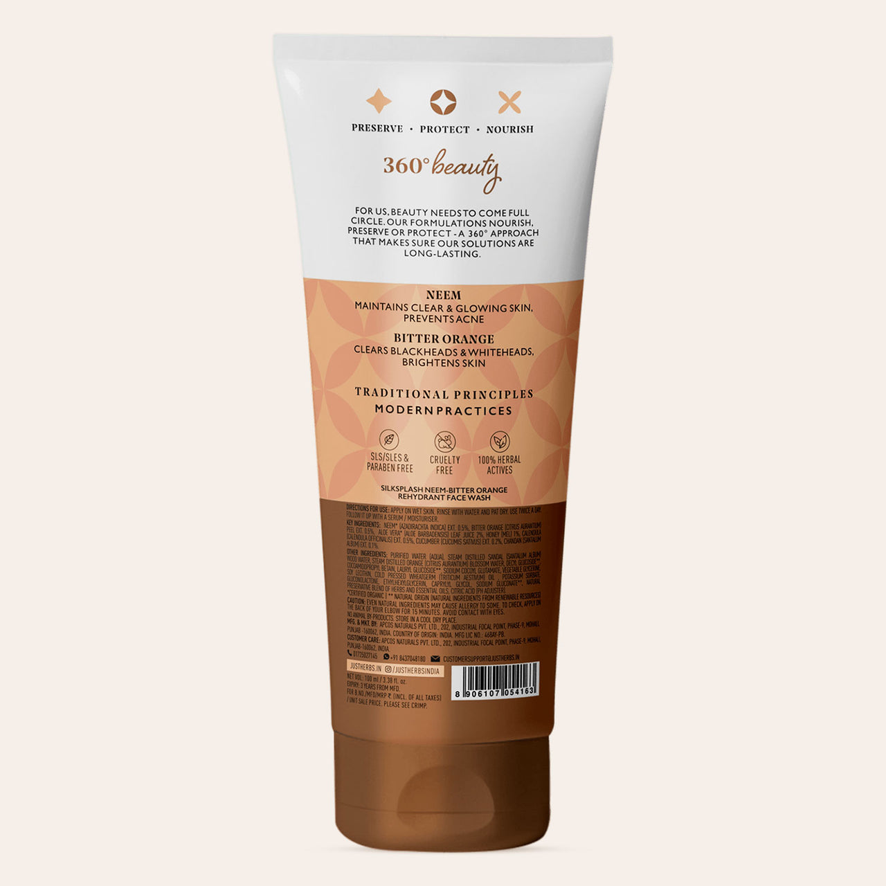 Cleansing Face Wash with Neem and Bitter Orange - Just Herbs