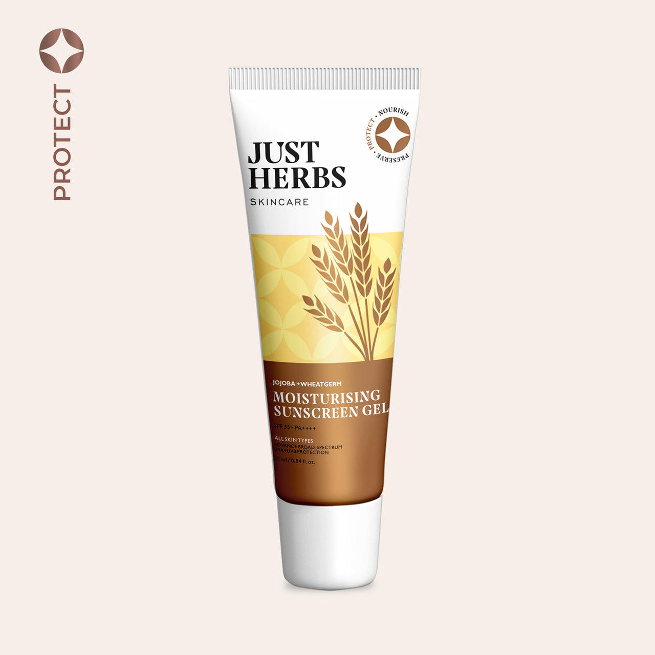 Moisturising Sunscreen Gel - Jojoba and Wheatgerm - 25 ml