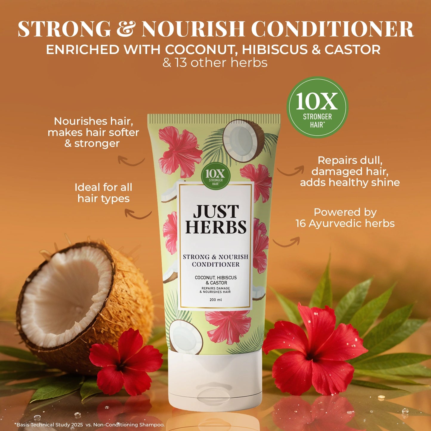 Strong & Nourish Conditioner | Coconut, Hibiscus, Castor & 13 Herbs