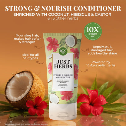 Strong & Nourish Conditioner | Coconut, Hibiscus, Castor & 13 Herbs