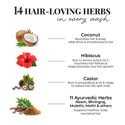 Strong & Nourish Shampoo | Coconut, Hibiscus, Castor & 11 Herbs