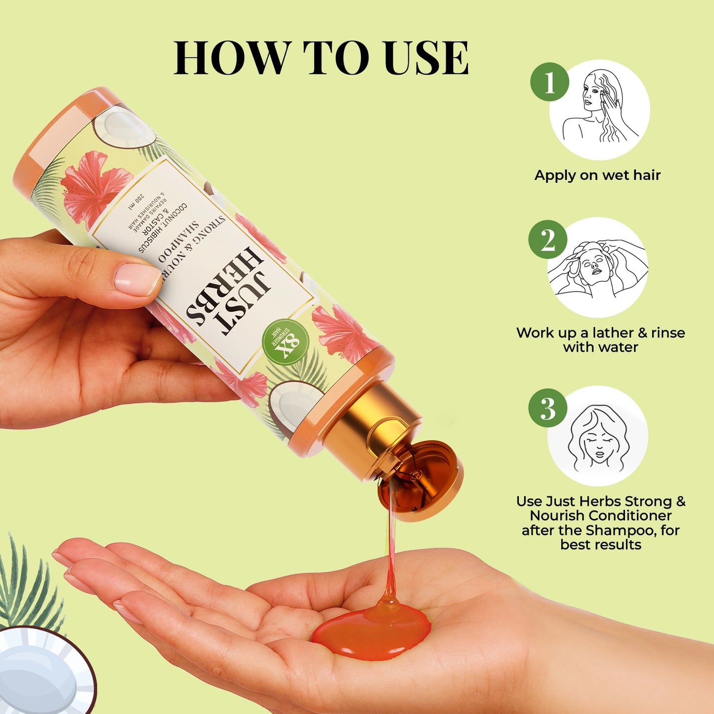 Strong & Nourish Shampoo | Coconut, Hibiscus, Castor & 11 Herbs