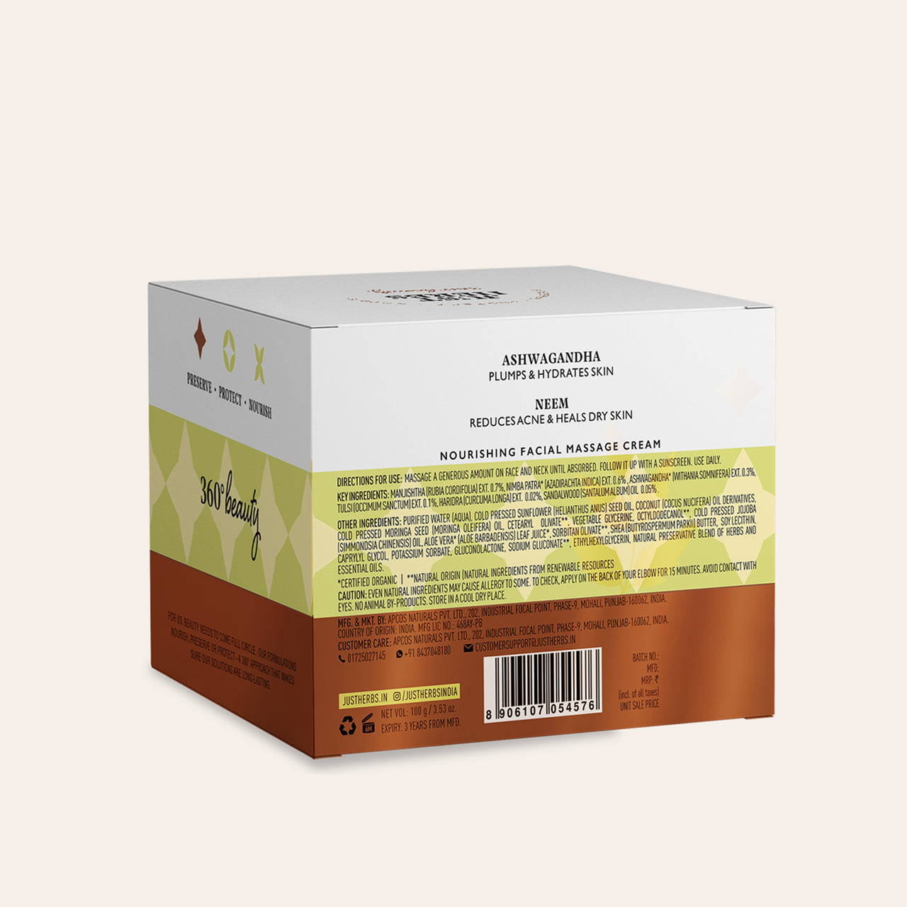 Ultra Moisturising Herbal Cream with Ashwagandha and Neem - Just Herbs