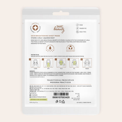 Vitamin C Amla Sheet Mask with Liquorice Root for Skin Brightening - Pack of 1