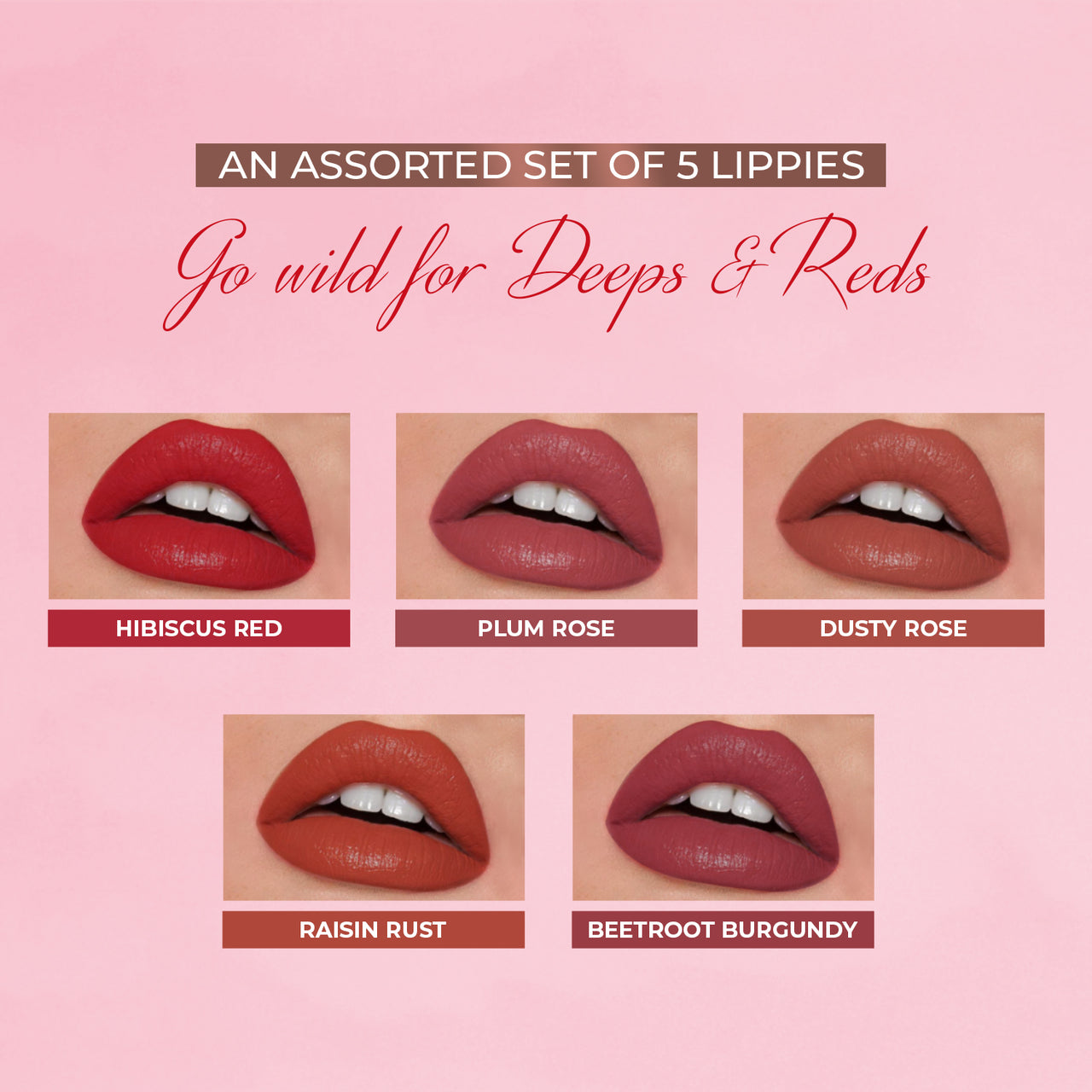 Herb-enriched Matte Liquid Lipstick Combo (Deeps & Reds + Nudes & Browns)