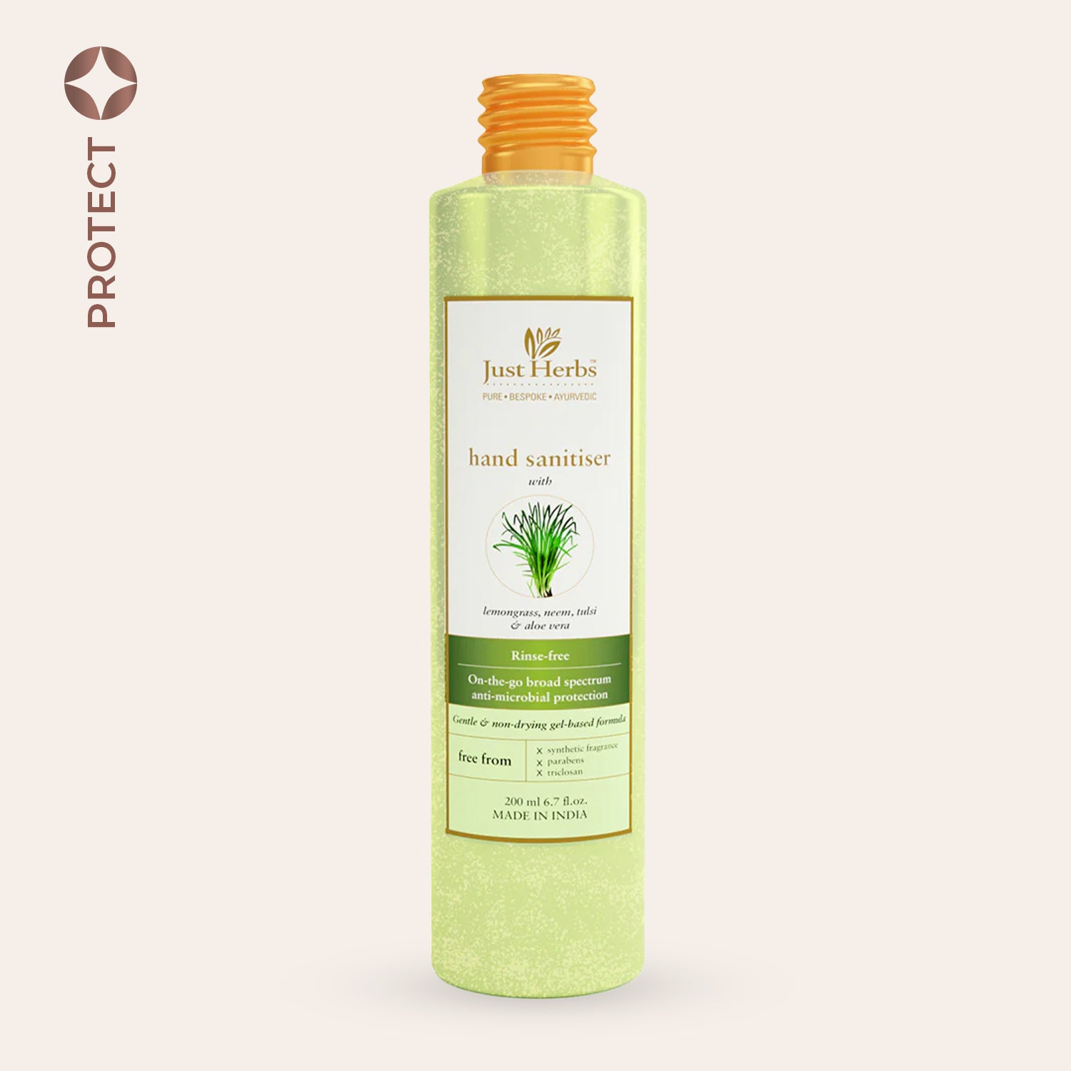 

Just Herbs Hand Sanitiser - Lemongrass, Neem, Tulsi & Aloe Vera
