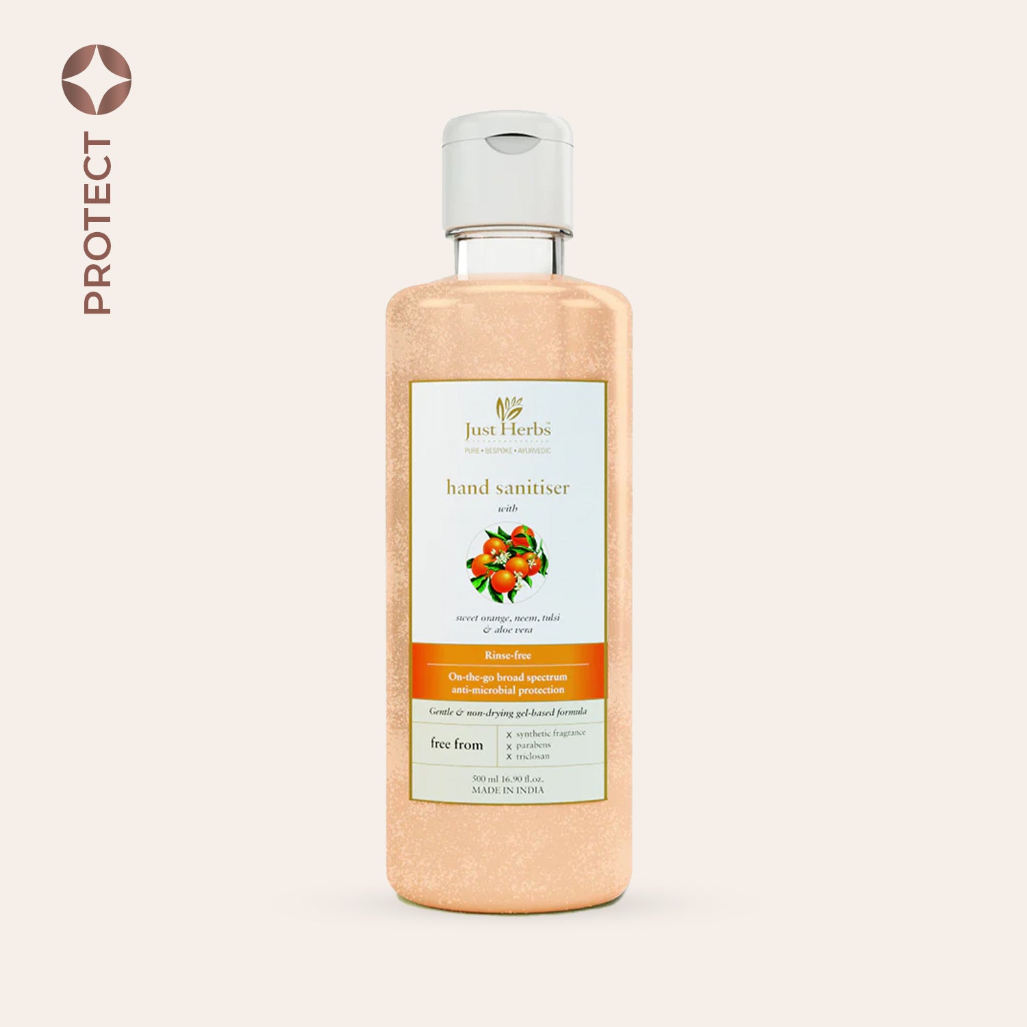 

Just Herbs Hand Sanitiser - Sweet Orange, Neem, Tulsi & Aloe Vera