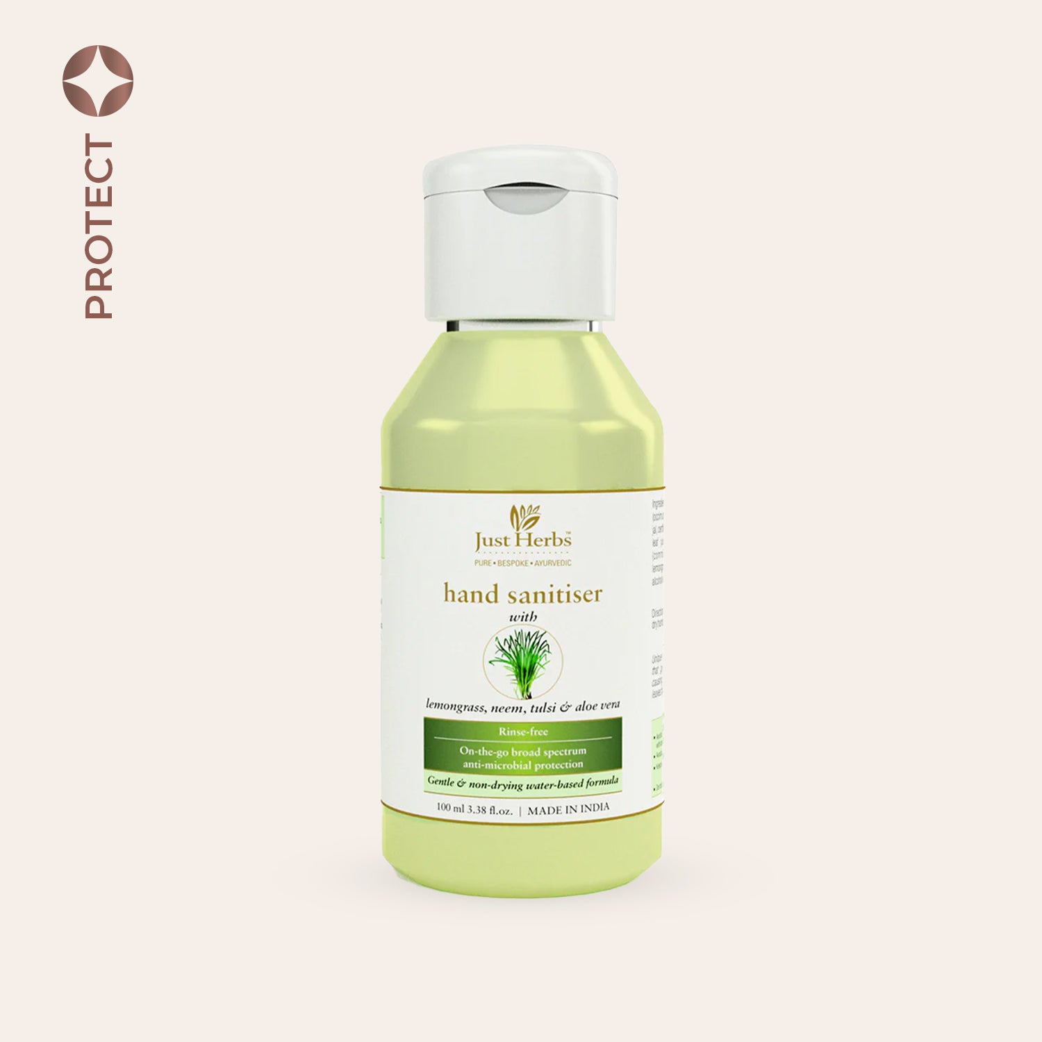 

Just Herbs Hand Sanitiser - Lemongrass, Neem, Tulsi & Aloe Vera