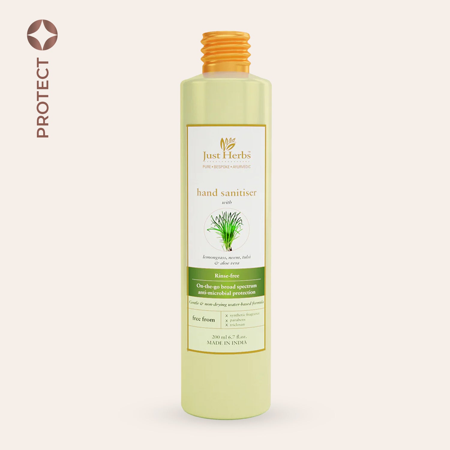 

Just Herbs Hand Sanitiser - Lemongrass, Neem, Tulsi & Aloe Vera