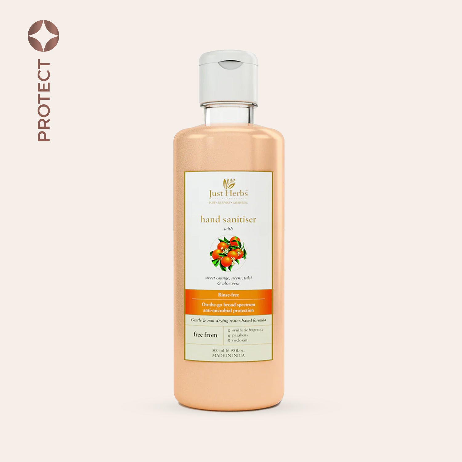 

Just Herbs Hand Sanitiser - Sweet Orange, Neem, Tulsi & Aloe Vera