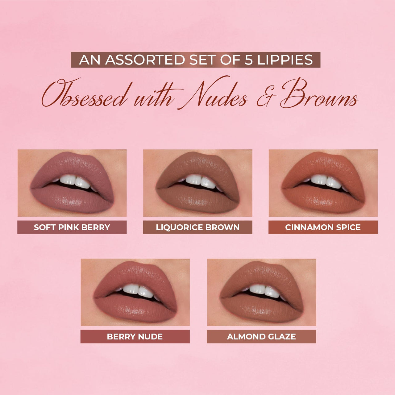 Herb-enriched Matte Liquid Lipstick Combo: Brights & Pinks + Nudes & Browns