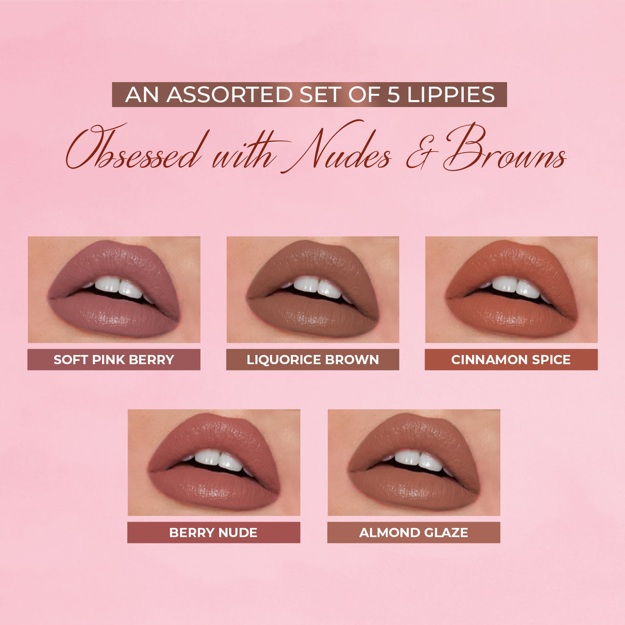 Herb-enriched Matte Liquid Lipstick Combo (Deeps & Reds + Nudes & Browns)