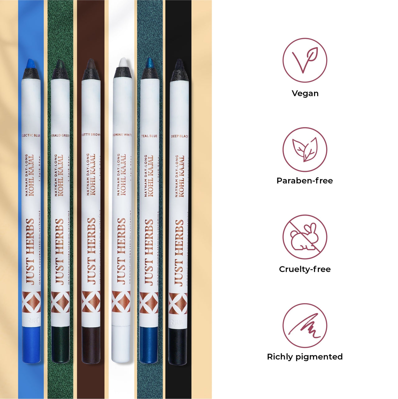 Naynam Day Long Sharpenable Kajal (Available in 6 Shades) - Just Herbs