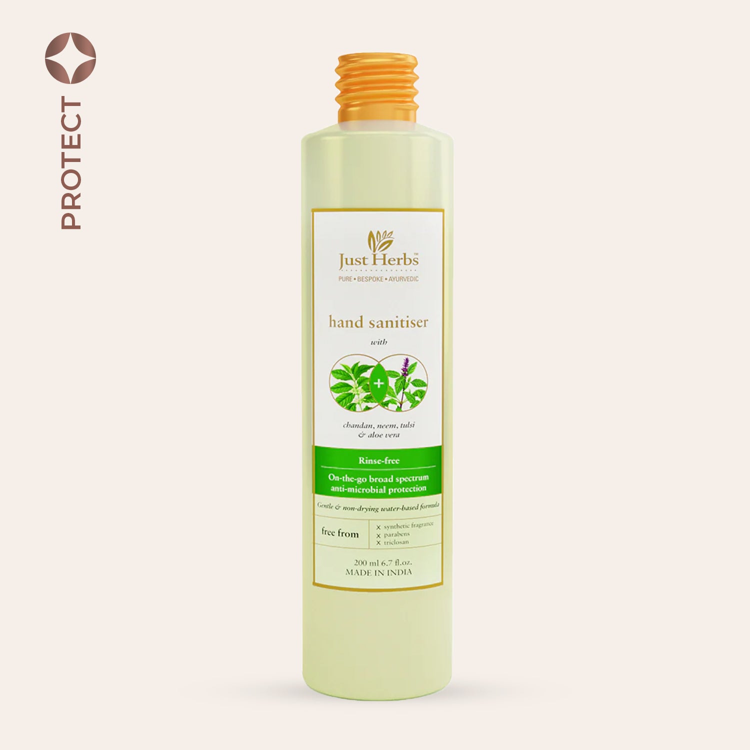 

Just Herbs Hand Sanitiser - Chandan, Neem, Tulsi & Aloe Vera