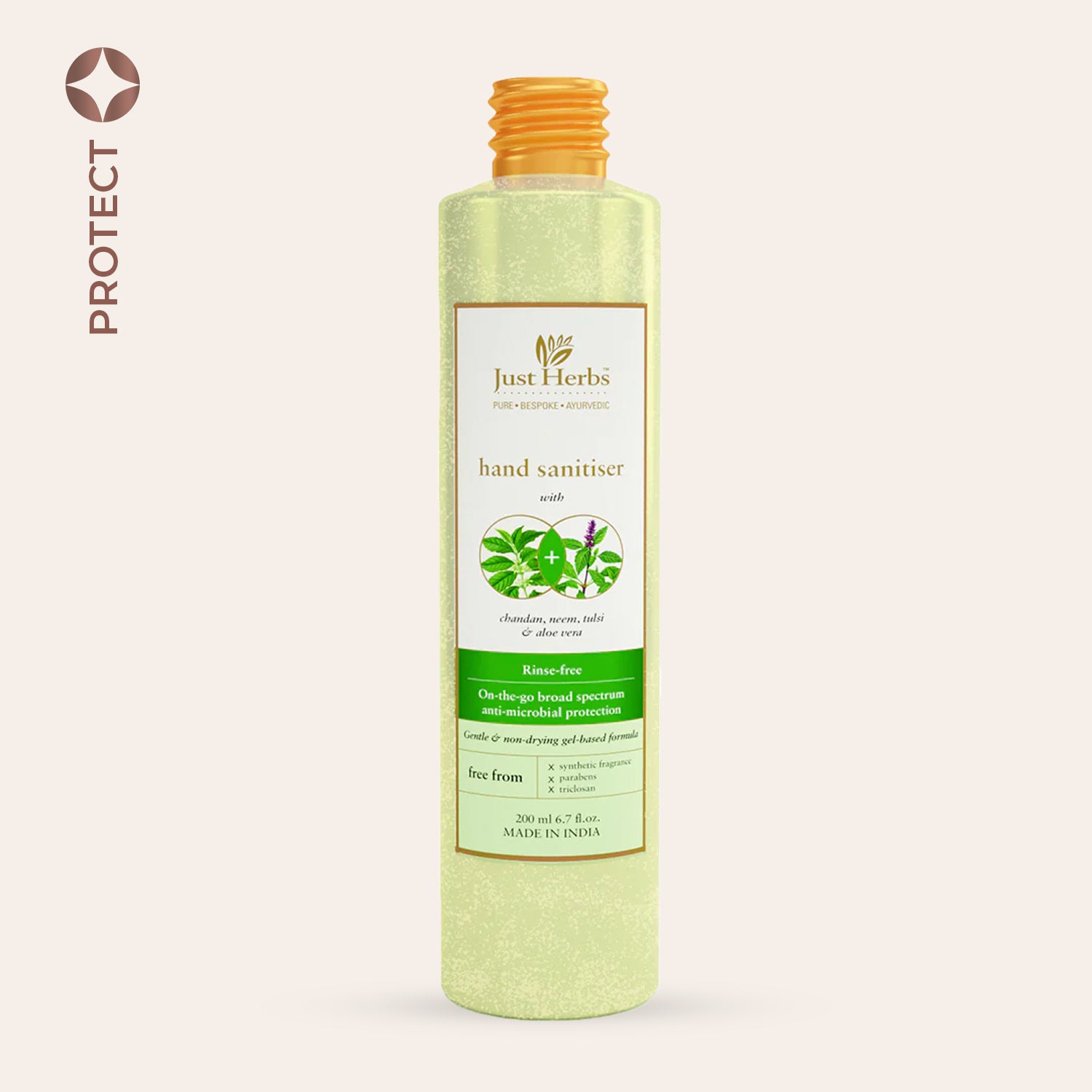 

Just Herbs Hand Sanitiser - Chandan, Neem, Tulsi & Aloe Vera