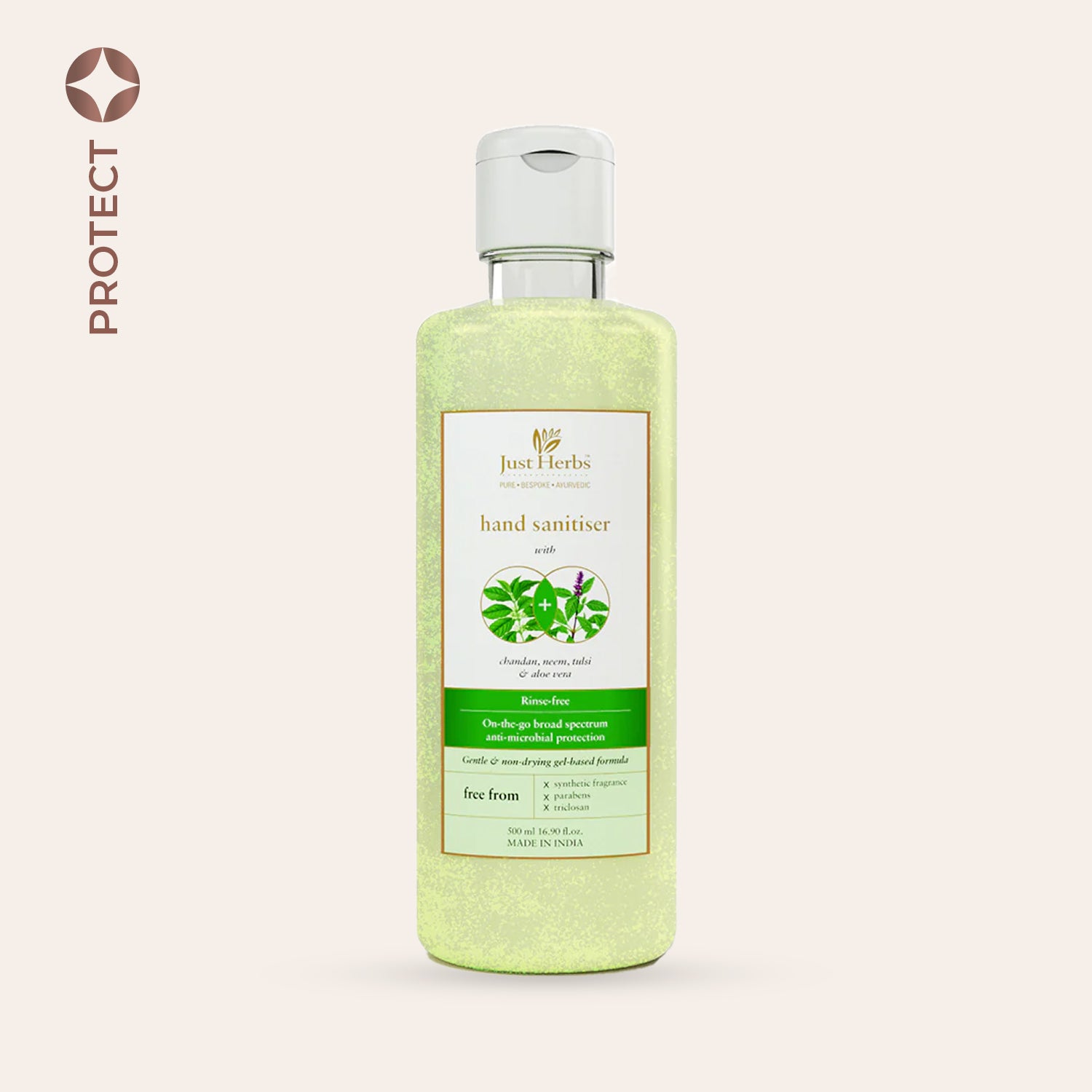 

Just Herbs Hand Sanitiser - Chandan, Neem, Tulsi & Aloe Vera