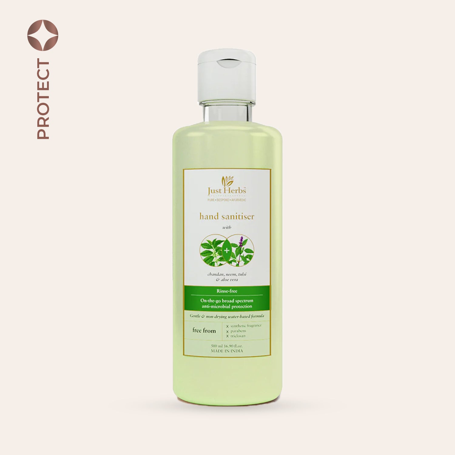 

Just Herbs Hand Sanitiser - Chandan, Neem, Tulsi & Aloe Vera