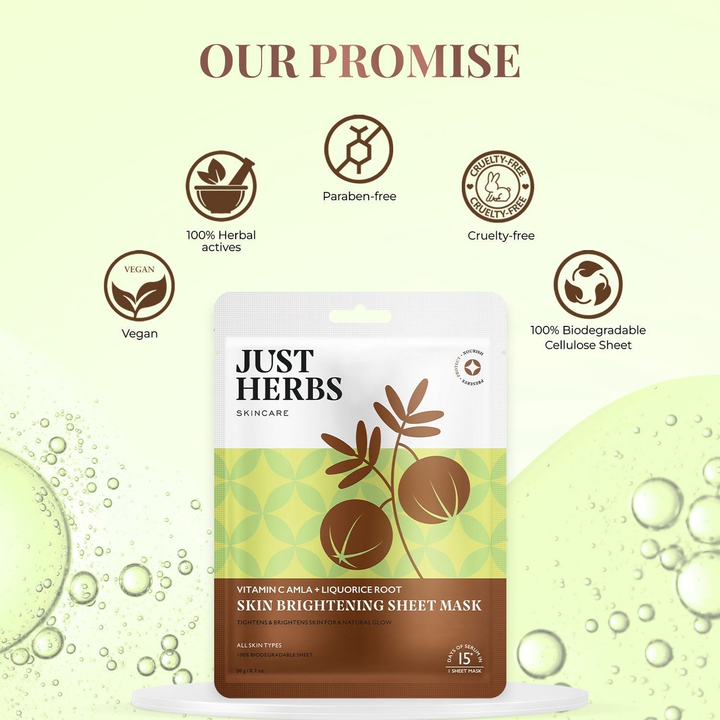 Vitamin C Amla Sheet Mask with Liquorice Root for Skin Brightening - Pack of 1