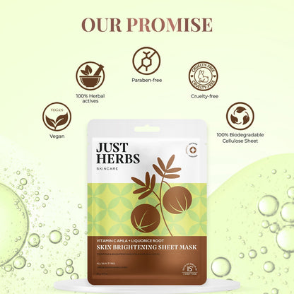Vitamin C Amla Sheet Mask with Liquorice Root for Skin Brightening - Pack of 1