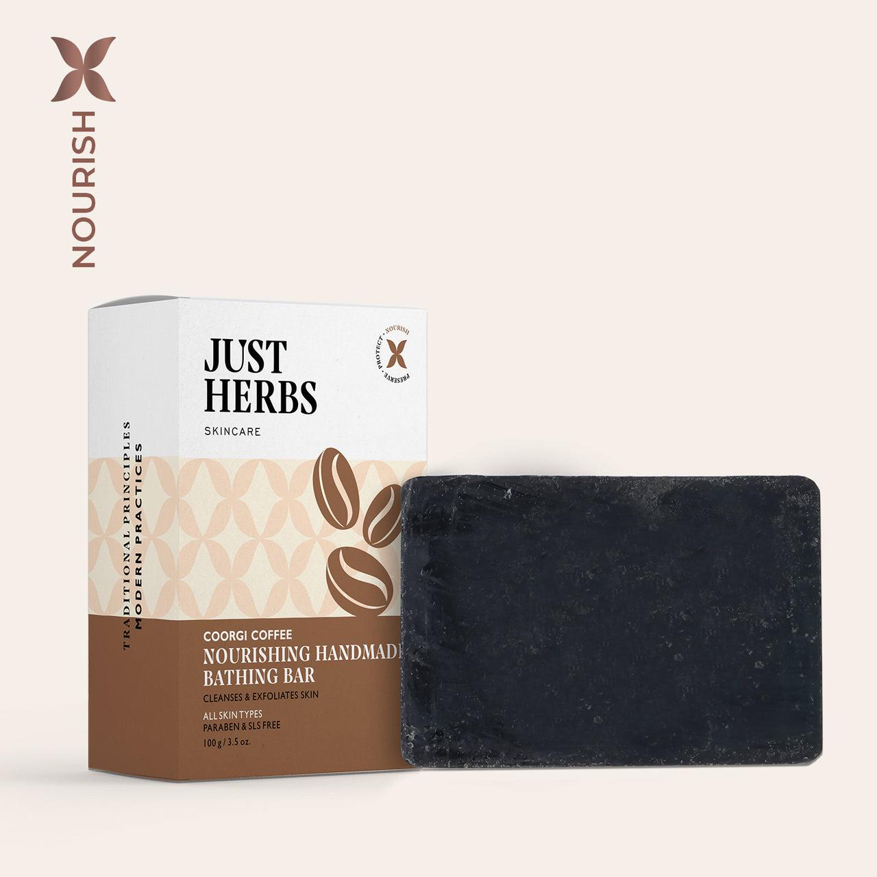 Just Herbs Coorgi Coffee Nourishing Handmade Bathing Bar