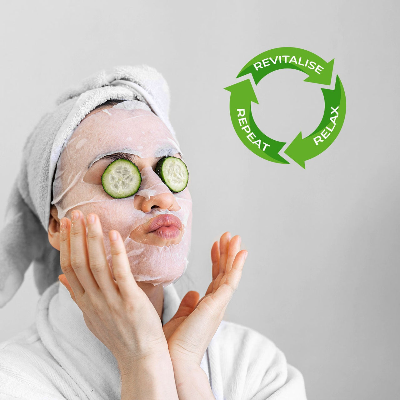 Green Tea Sheet Mask with Mint & Cucumber For Glowing Skin - Pack of 4