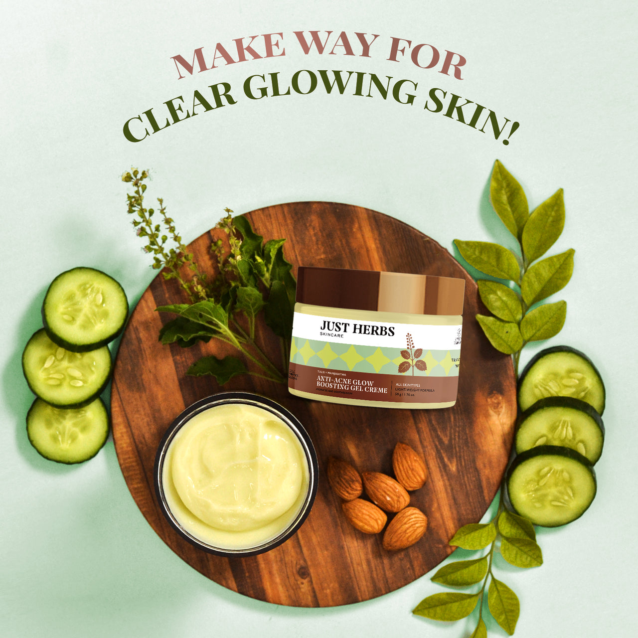 Anti-Acne Glow Boosting Gel Creme with Tulsi and Manjishtha / Fagel