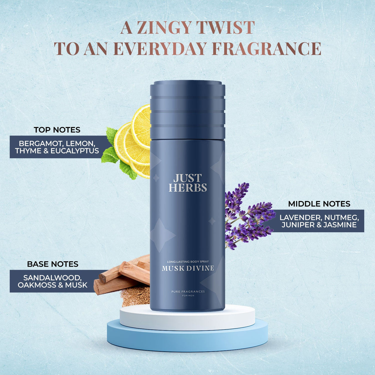 Just Herbs Long Lasting Musk Divine Deodorant Body Spray For Men 150 ml