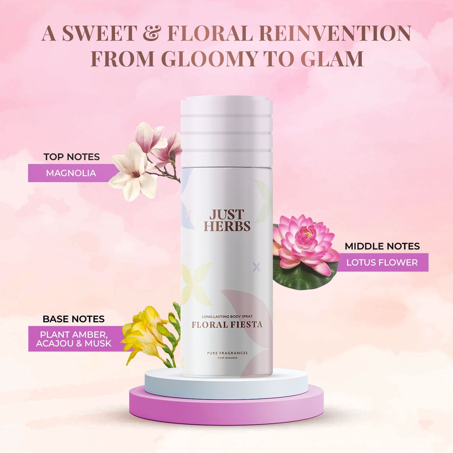 Long Lasting Floral Fiesta Deodorant Body Spray For Women - BYOB
