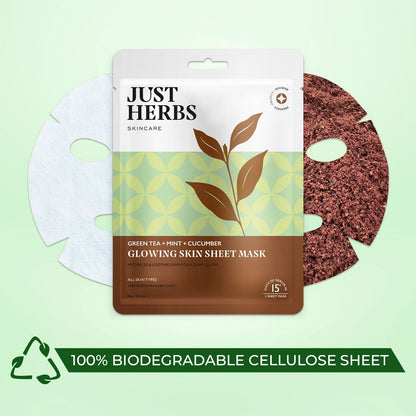 Green Tea Sheet Mask with Mint & Cucumber For Glowing Skin - Pack of 1