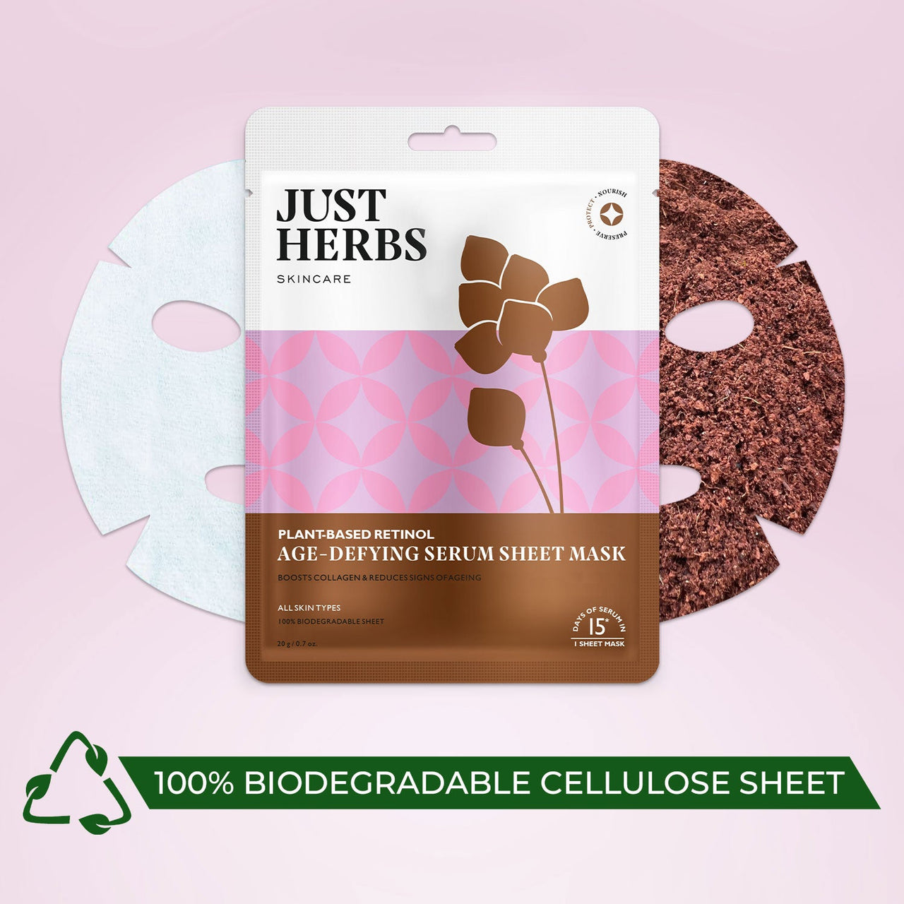 Age-defying Serum Sheet Mask with Plant Based Retinol - Pack of 4
